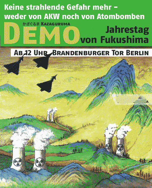 Kazagurama-Demo Atomkraftwerke mit Atomwaffen